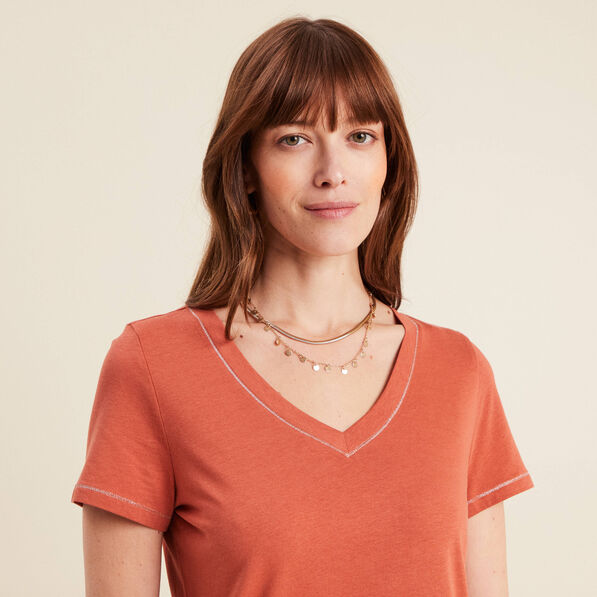 T-shirt manches courtes vieux rose femme