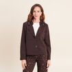 veste cintr&eacute;e doubl&eacute;e avec capuche marron fonc&eacute; femme