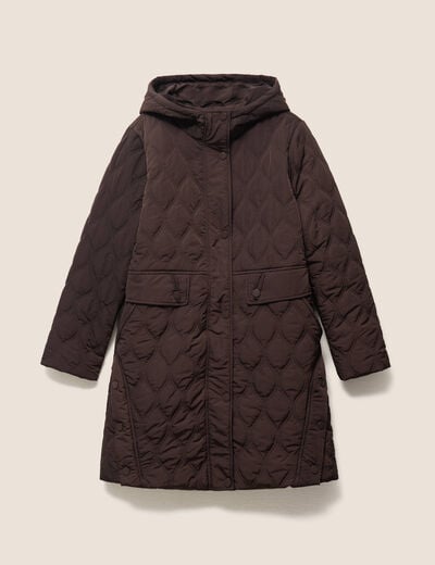 Doudoune doubl&eacute;e avec capuche marron fonc&eacute; femme