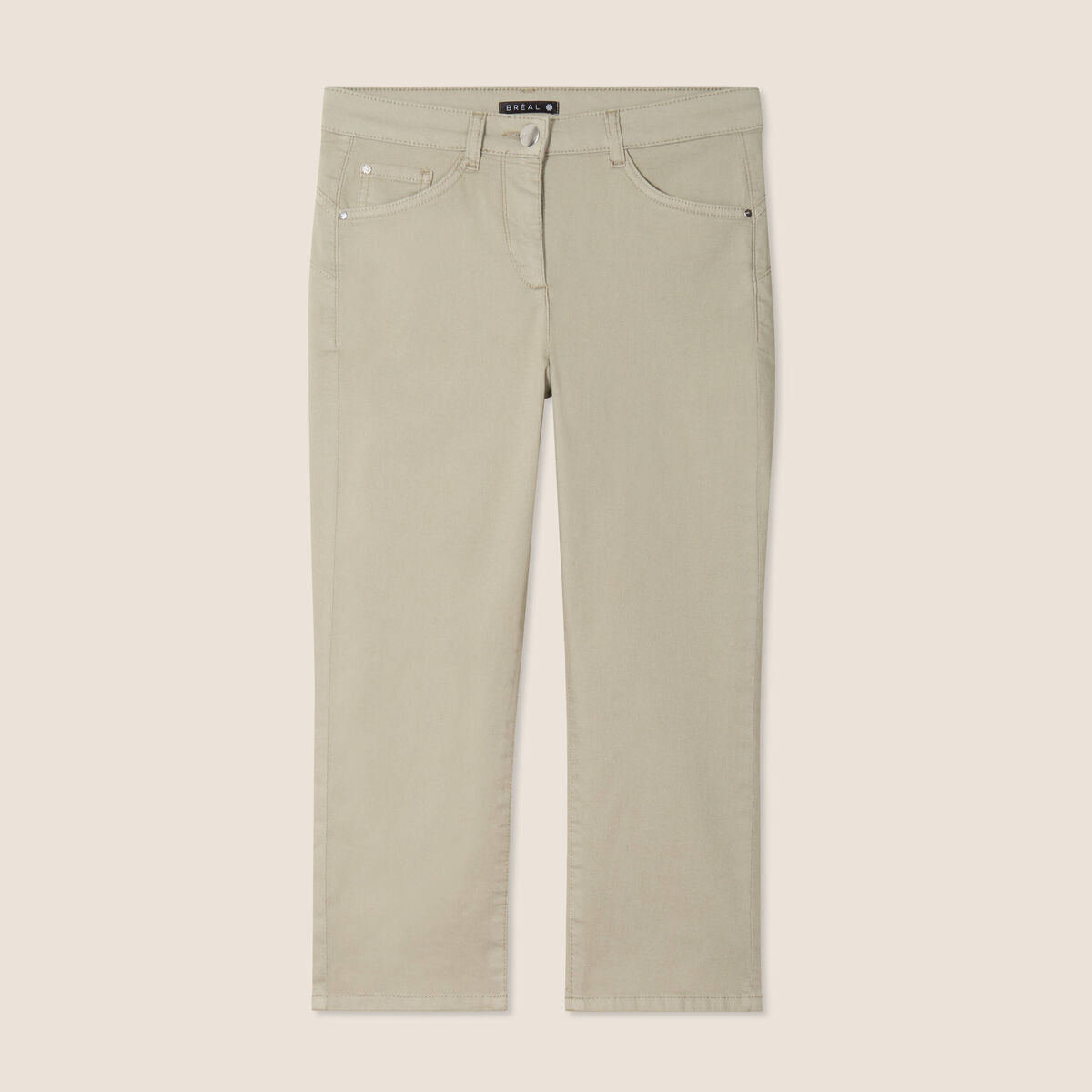 Pantacourt droit taille standard vert clair femme