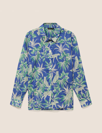 Chemise manches longues bleu femme