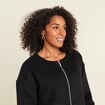 Manteau ample court &agrave; capuche noir femme