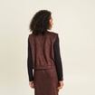 Veste sans manches doubl&eacute;e marron fonc&eacute; femme