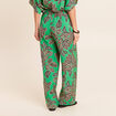 Pantalon large taille haute vert femme