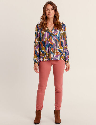 Blouse manches longues multicolore femme