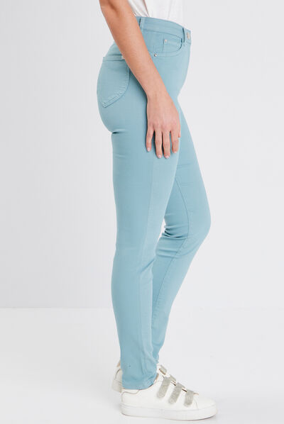 Pantalon léger taille haute long bleu canard femme