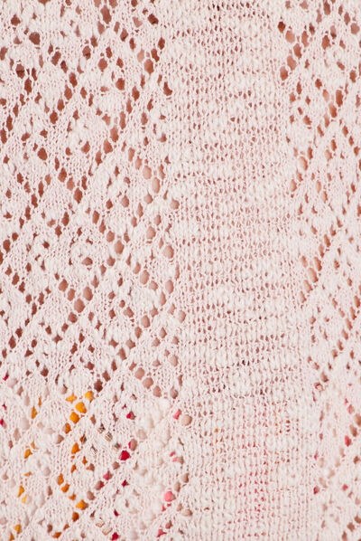 Pull manches courtes ajouré vieux rose femme