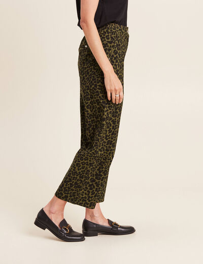 Pantalon large 7/8ème vert kaki femme