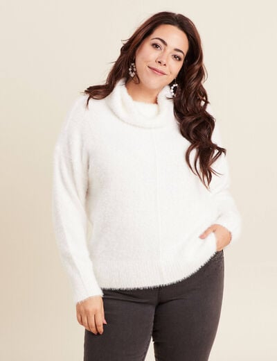 Pull manches longues ecru femme
