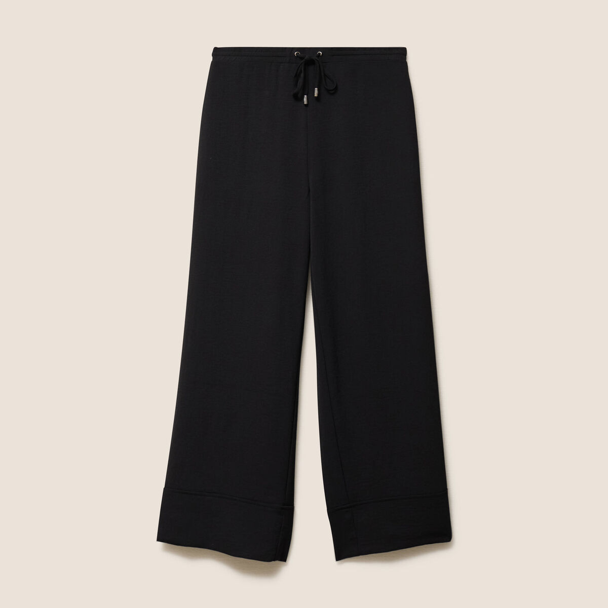 Pantalon large taille haute noir femme