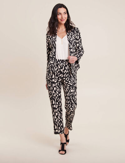 Veste en maille ajustée col châle noir femme