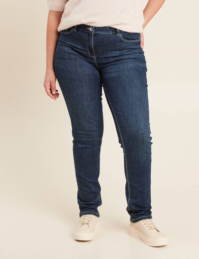 Jean coupe ajust&eacute;e long denim brut femme