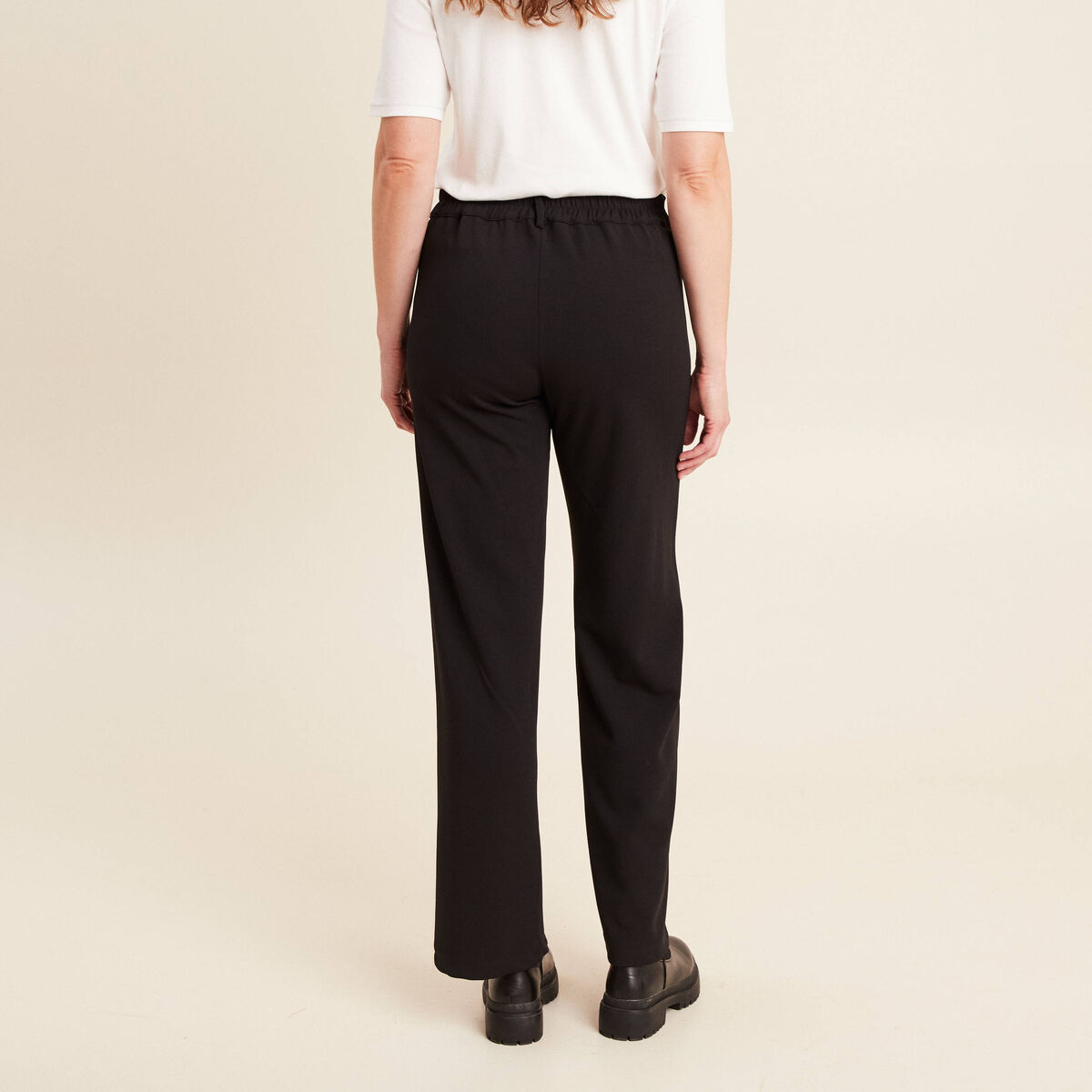 Pantalon droit taille haute noir femme