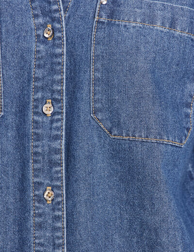 Chemise manches longues jean denim stone femme