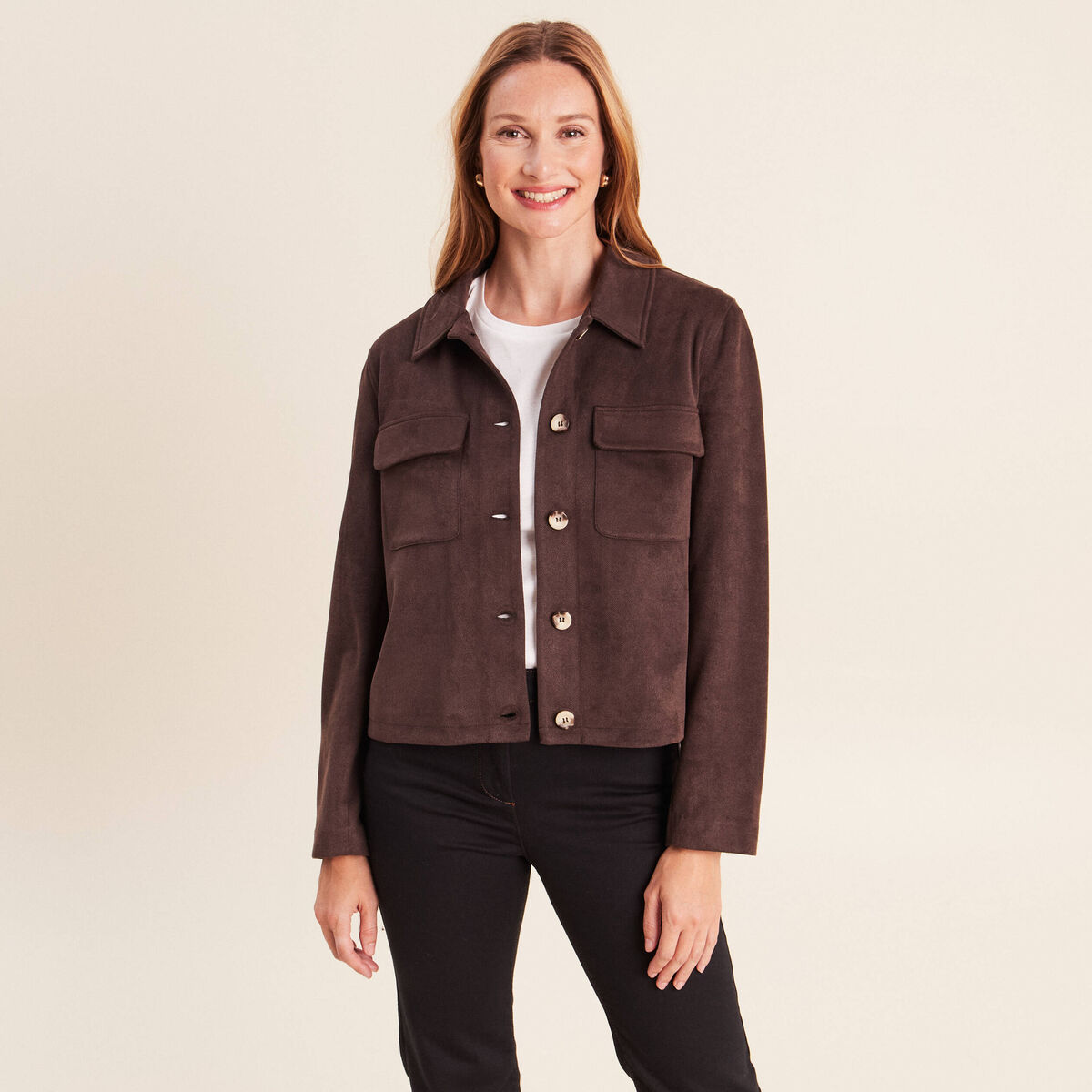 Veste doubl&eacute;e marron fonc&eacute; femme