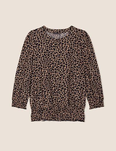 Blouse manches 3/4 noir femme