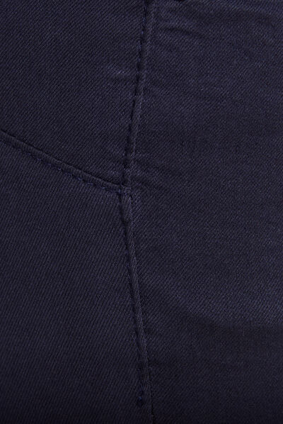 Pantalon léger taille haute long bleu marine femme