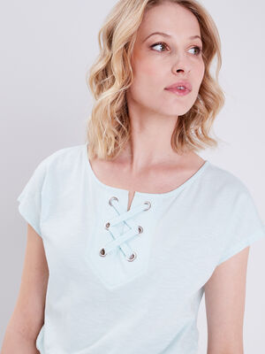 T shirt manches courtes bleu clair femme