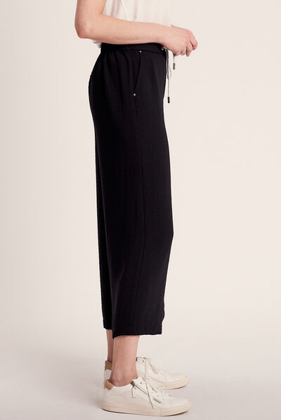 Pantalon large fluide noir femme