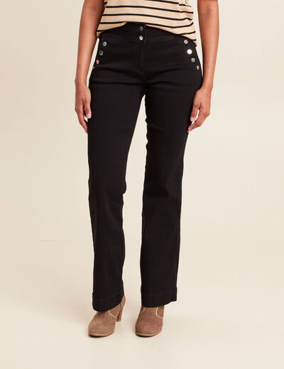 Pantalon coupe bootcut &agrave; pont noir femme