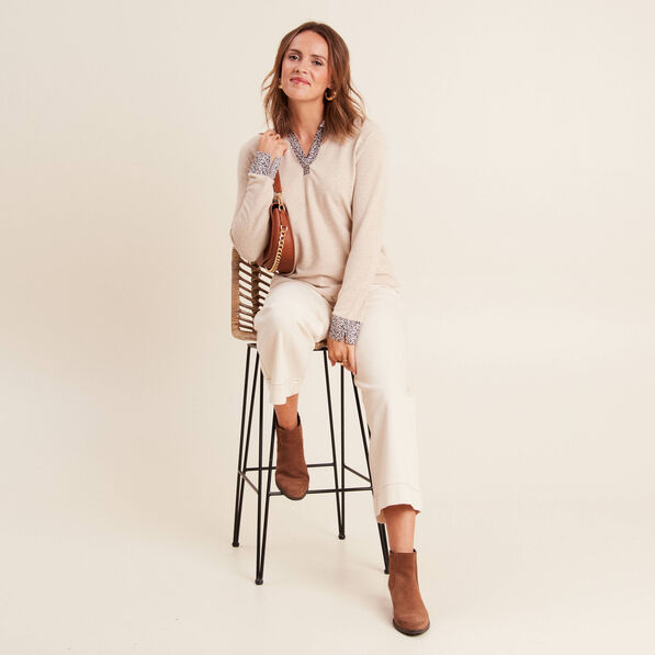 T-shirt manches longues creme femme