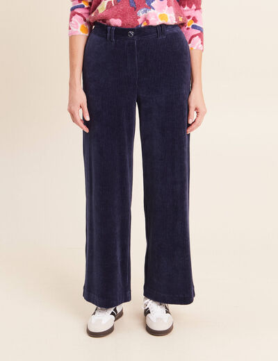 Pantalon en velours bleu marine femme