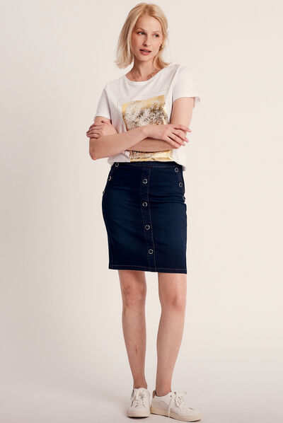 T-shirt manches courtes blanc femme