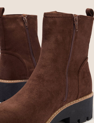 Bottines chelsea crant&eacute;es marron fonc&eacute; femme