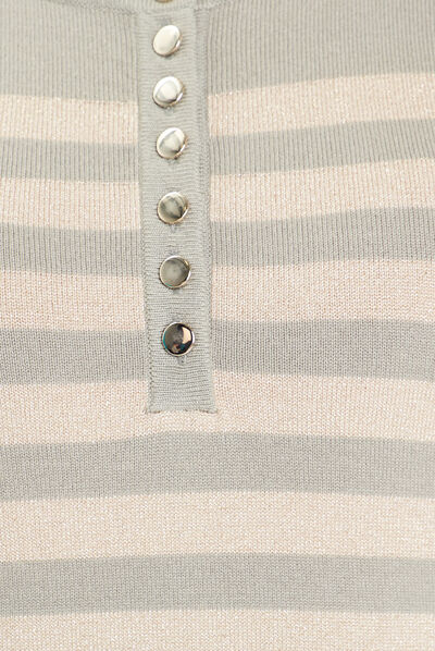 Pull avec col tunisien vert clair femme