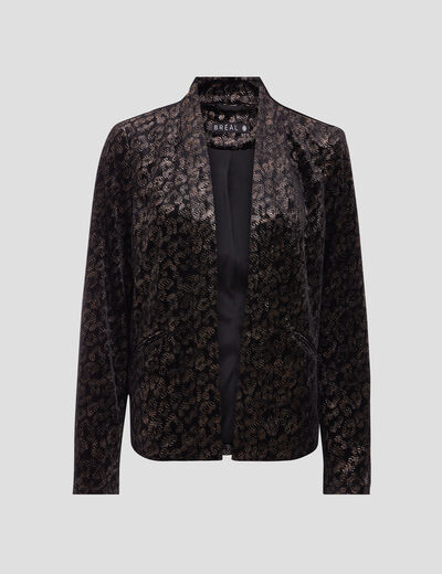 Veste droite velours noir femme