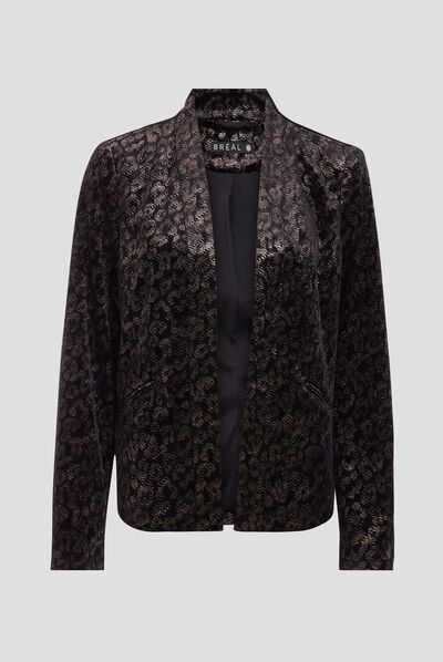 Veste droite velours noir femme