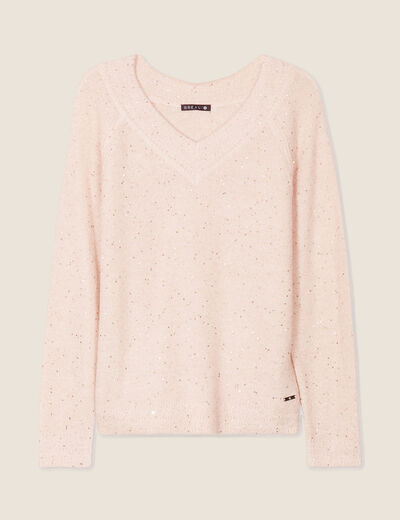 Pull manches longues rose poudrée femme