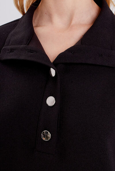 Robe droite manches 3/4 noir femme