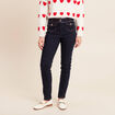 Jean ajust&eacute; taille haute longue denim brut femme