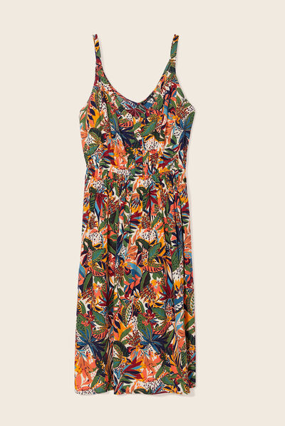 Robe droite à bretelles multicolore femme