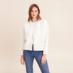Gilet teddy bas resserr&eacute; manches longues ecru femme