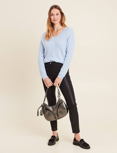Pull manches longues bleu pastel femme