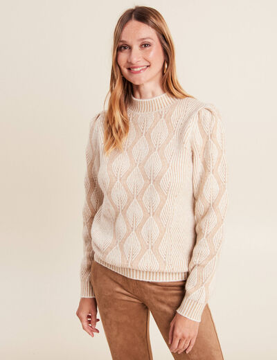 Pull manches longues beige femme