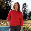 Pull droit col rond manches 3/4 rose femme