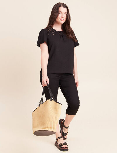 Pantacourt magique Le L&eacute;ger coupe droite noir femme