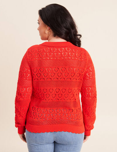 Polo d&eacute;tails ajour&eacute;s orange fonc&eacute; femme