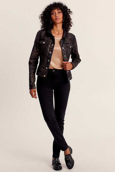 Veste droite réversible couleur bronze femme
