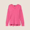 Pull col v manches longues rose fushia femme