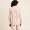Chemise en coton brod&eacute;e manches longues marron femme
