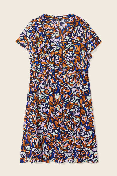 Robe évasée fluide col en V violet femme