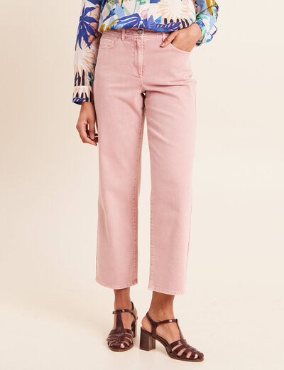 Jean coupe large 7/8&egrave;me taille haute rose femme