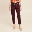 Pantalon coupe droite à coulisse bordeaux femme
