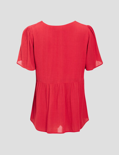 Blouse manches courtes rose framboise femme