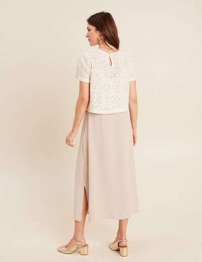 Robe 2 en 1 col rond gris clair femme
