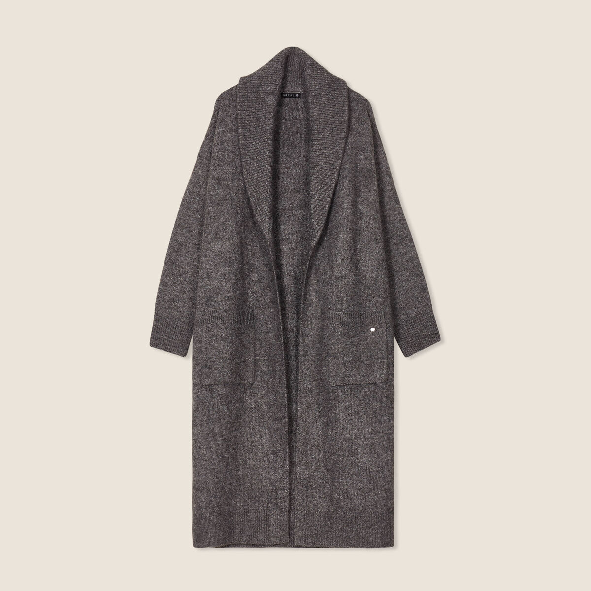 Gilet long manches longues gris foncé femme